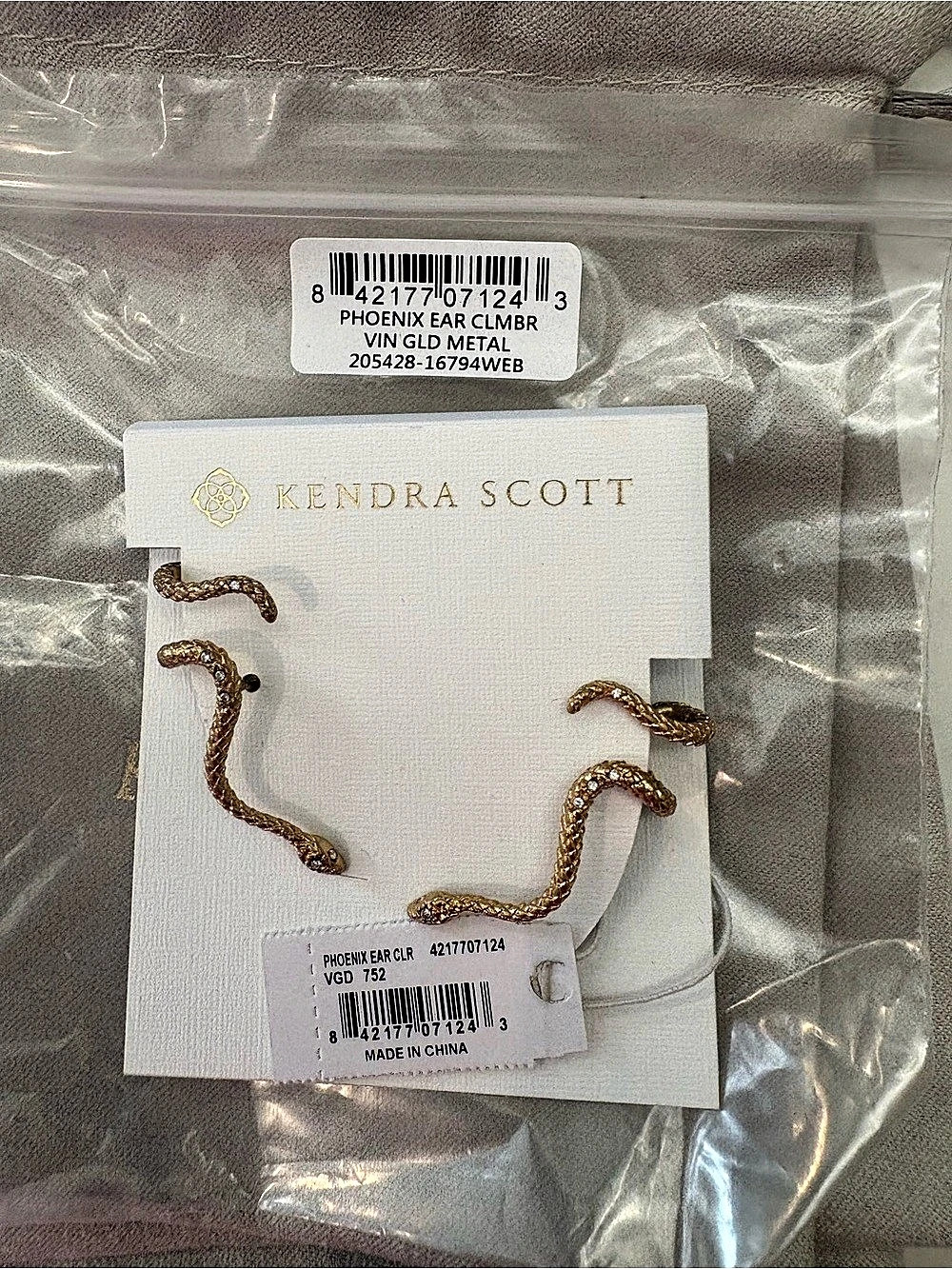 Kendra Scott Phoenix Ear Climber Earrings Vintage Gold